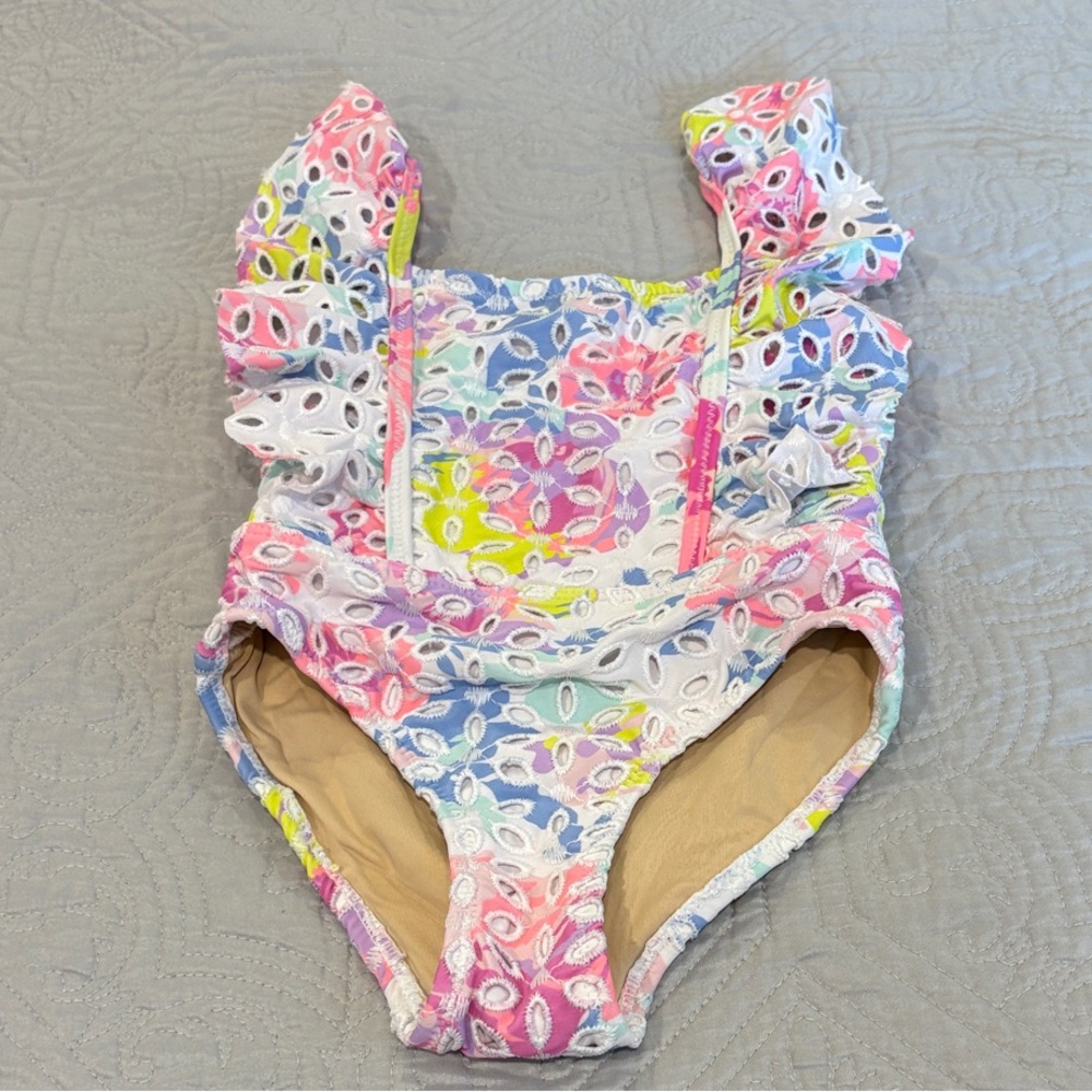 Shade Critters | Colorful Ruffled One-Piece Swimsuit | Size 2T
